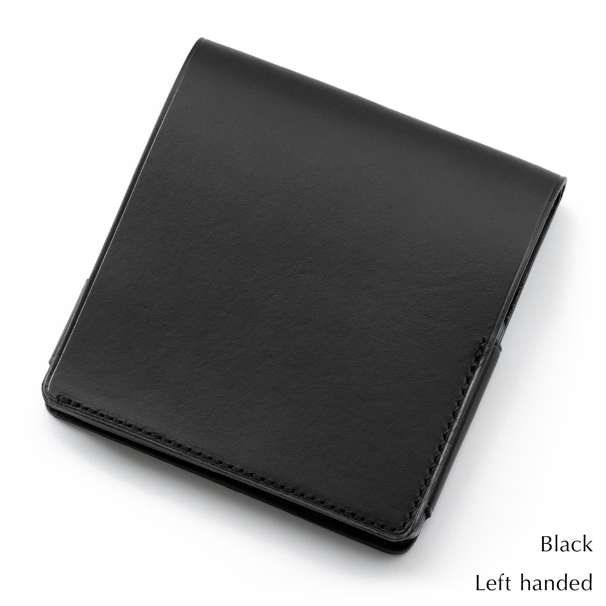 Black　左利き：小さな薄い財布Hitoe Fold -Liscio- 
